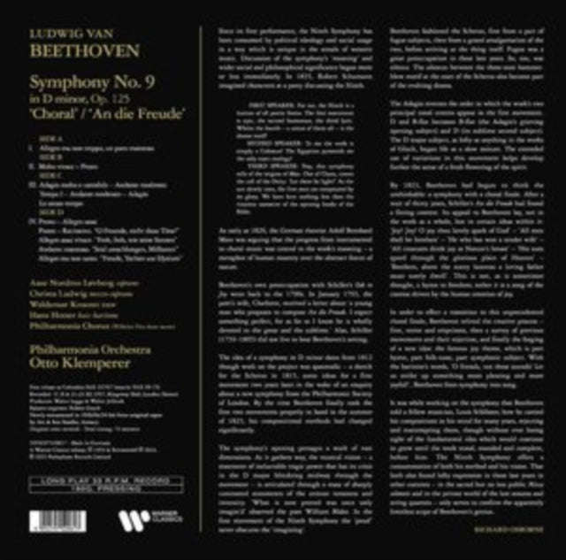 Philharmonia Orchestra / Otto Klemperer - Beethoven: Symphony No. 9 Choral (Vinyl)