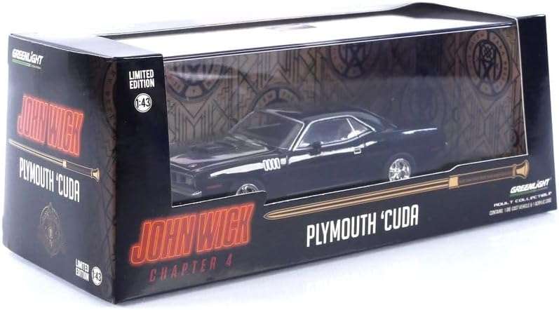 Greenlight Collectibles - 1/43 John Wick 4 - 1971 Plymouth Cuda (Diecast Model Car)