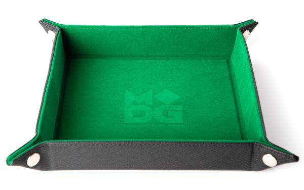 Velvet Folding Dice Tray 10x10 Green with Leather Backing (Dice Sets & Games)
