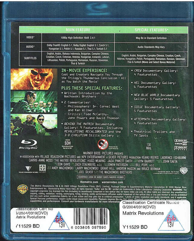 The Matrix Revolutions (2003) (Blu-ray) (Second-Hand)