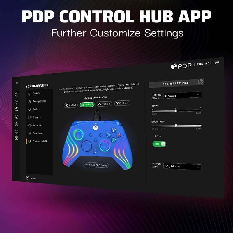 PDP Afterglow Wave Wired Controller - Blue (Xbox Series X)