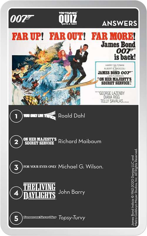 Top Trumps Card Game Quiz James Bond 007