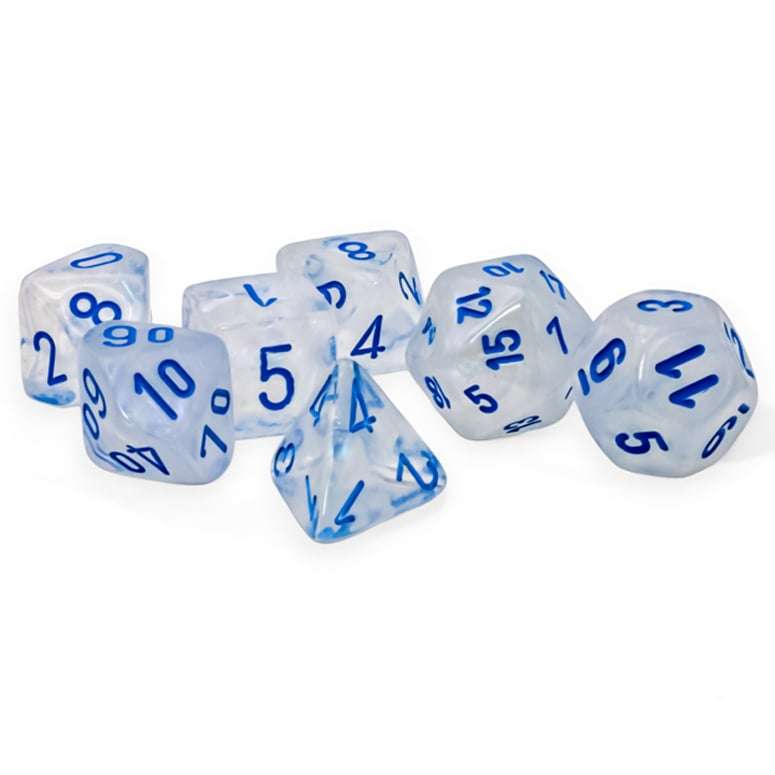 Mega Hedrals Borealis Icicle with light Blue Luminary (7) (Dice Sets & Games)