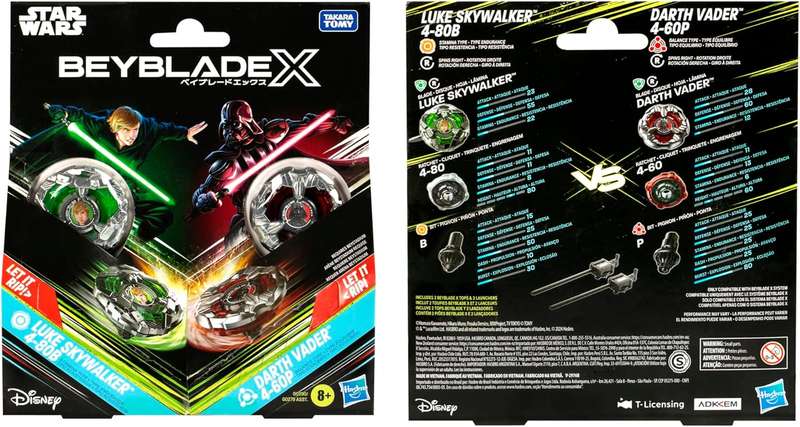 Beyblade X - Dual Pack - Luke Skywalker 4 -80B (Stamina) vs Darth Vader 4 -60B (Balance)