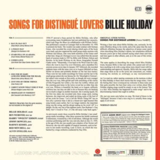 Billie Holiday - Songs For Distingue Lovers (Limited Transparent Red Vinyl) (Vinyl)