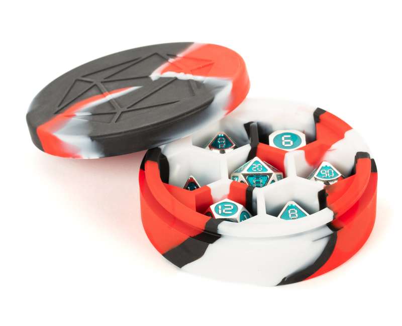 Silicone Round Dice Case Red/Black/White (Dice Sets & Games)