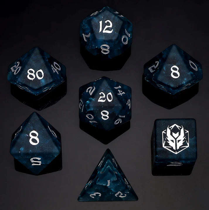 Dragons Hoard Gemstone Polyhedral Dice Set Blasted Sea Glass (Dice Sets & Games)