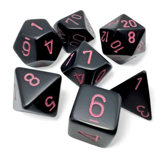 Opaque Polyhedral Black/pink (7) (Dice Sets & Games)