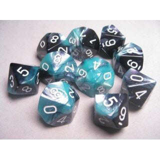 Gemini Polyhedral Ten d10 Black-Shell w/white (Dice Sets & Games)