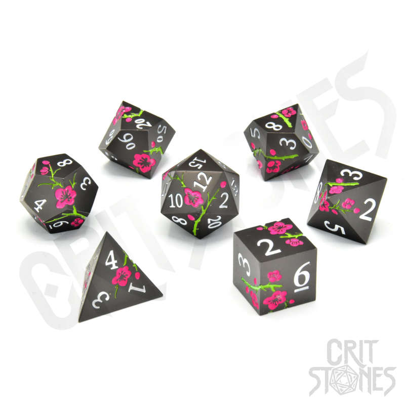 Nighttime Blossom Metal RPG Dice Set (7) (Dice Sets & Games)