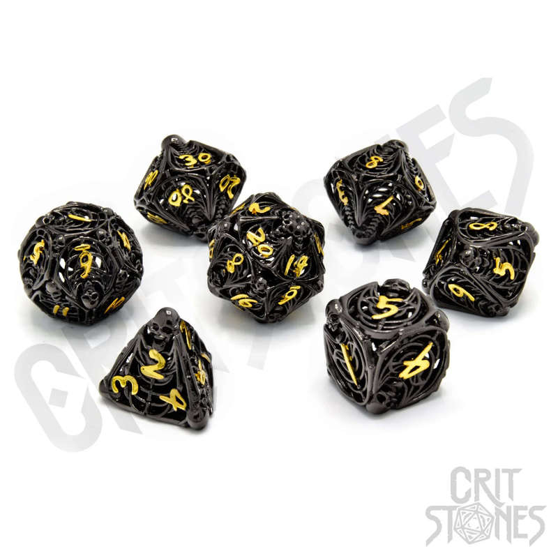 Soulreaper Gold Hollow Metal RPG Dice Set (7) (Dice Sets & Games)