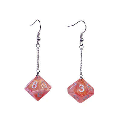 D10 Galaxy Earrings Red & Orange (Dice Sets & Games)