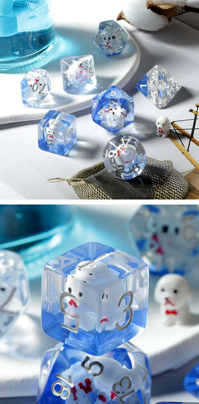 Resin Dice Set (7) Poodle (Dice Sets & Games)