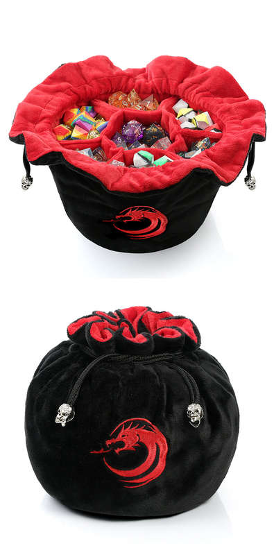 Drawstring Sectional Dice Pouch Black (Dice Sets & Games)