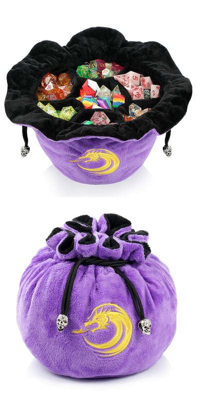 Drawstring Sectional Dice Pouch Purple (Dice Sets & Games)