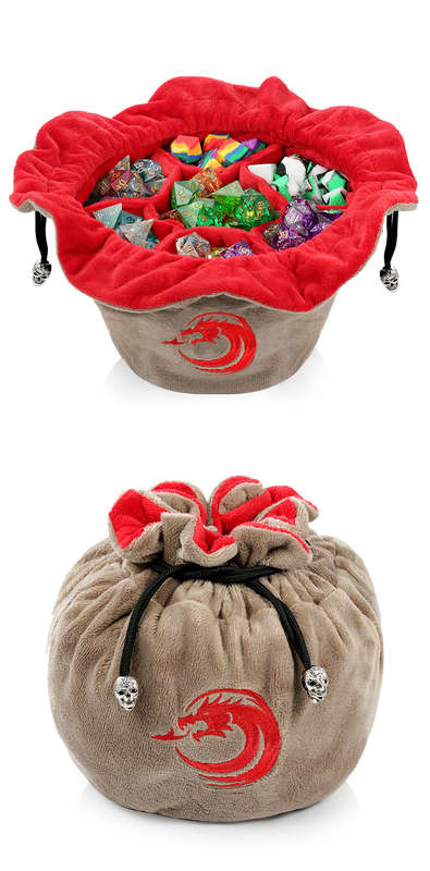 Drawstring Sectional Dice Pouch Brown (Dice Sets & Games)