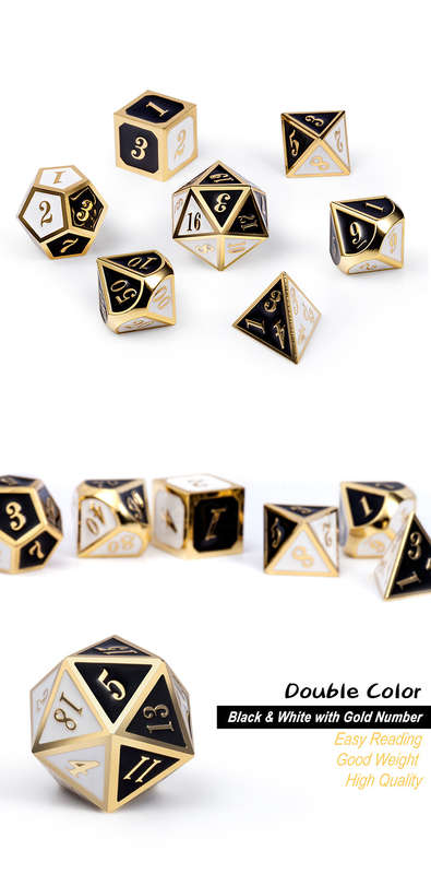 Metal & Enamel Dice Set (7) Chess (Dice Sets & Games)