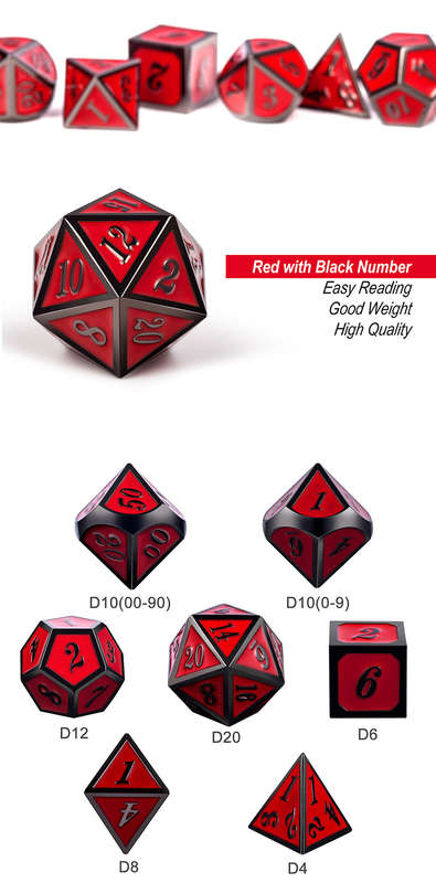 Metal & Enamel Dice Set (7) Rose & Gunmetal (Dice Sets & Games)