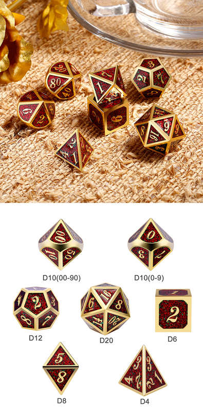 Metal & Enamel Dice Set (7) Fireflies (Dice Sets & Games)