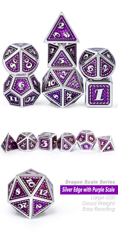 Metal & Enamel Dice Set (7) Amethyst (Dice Sets & Games)