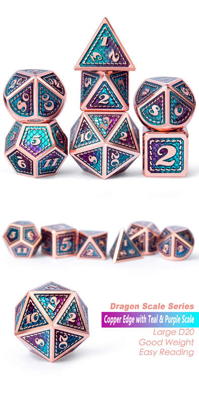 Metal & Enamel Dice Set (7) Mermaid (Dice Sets & Games)