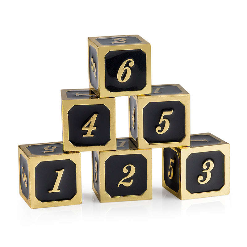 D6 Metal & Enamel Dice Set (12) Black & Gold (Dice Sets & Games)