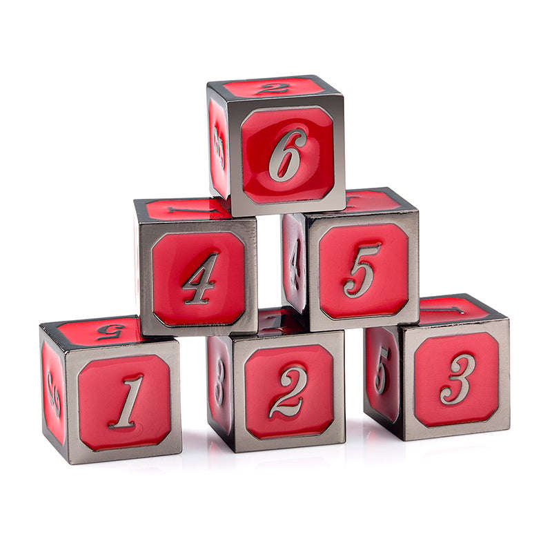 D6 Metal & Enamel Dice Set (12) Rose & Gunmetal (Dice Sets & Games)