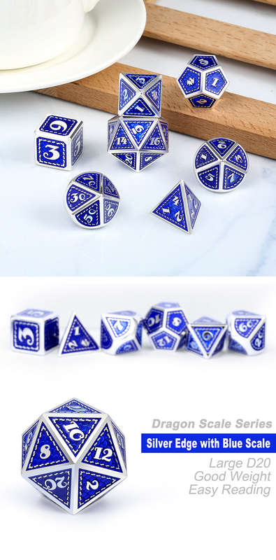 Metal & Enamel Dice Set (7) Lapis (Dice Sets & Games)