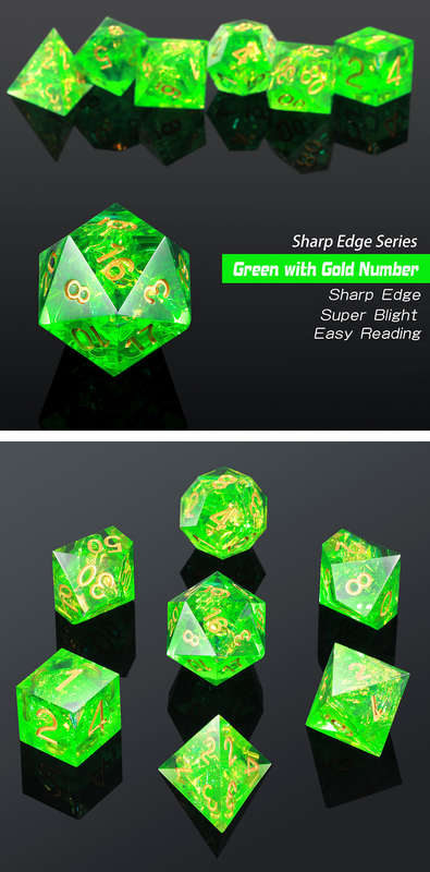 Sharp Edge Dice Set (7) Kryptonite (Dice Sets & Games)
