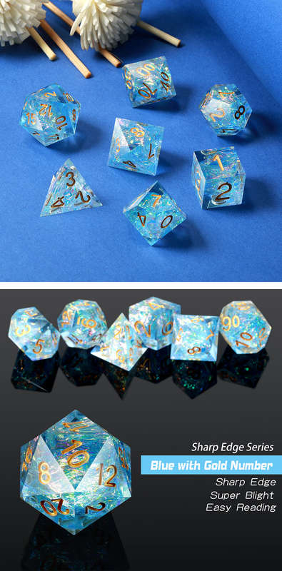 Sharp Edge Dice Set (7) Topaz (Dice Sets & Games)