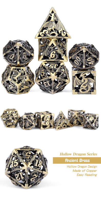 Hollow Dice Set (7) Dragon Bronze (Dice Sets & Games)