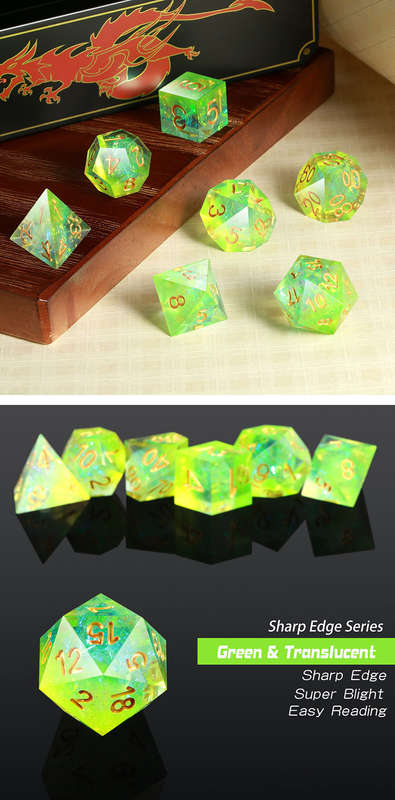 Sharp Edge Dice Set (7) Key Lime (Dice Sets & Games)