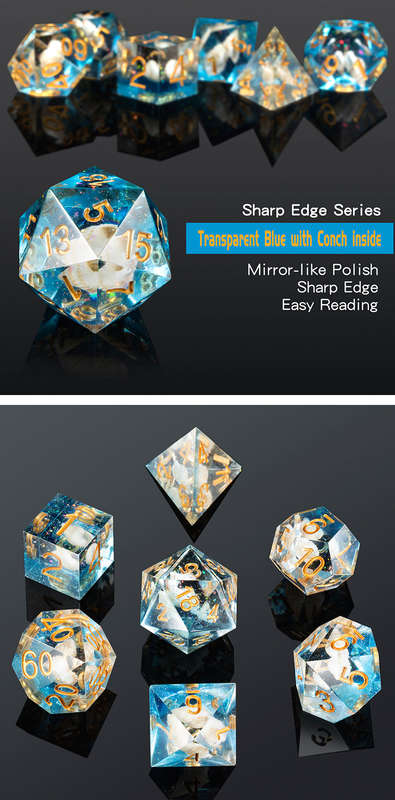 Sharp Edge Dice Set (7) Seashell (Dice Sets & Games)