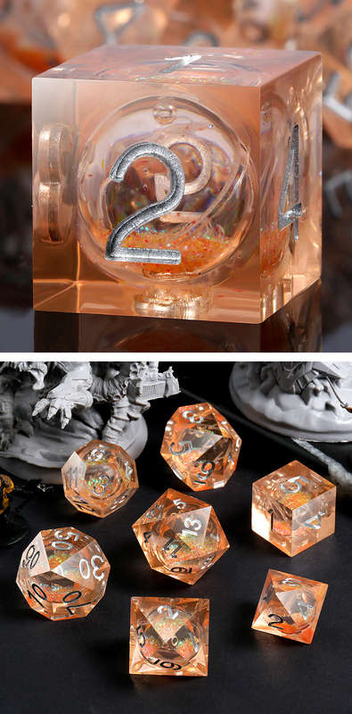 Liquid Core Dice Set (7) Peach (Dice Sets & Games)