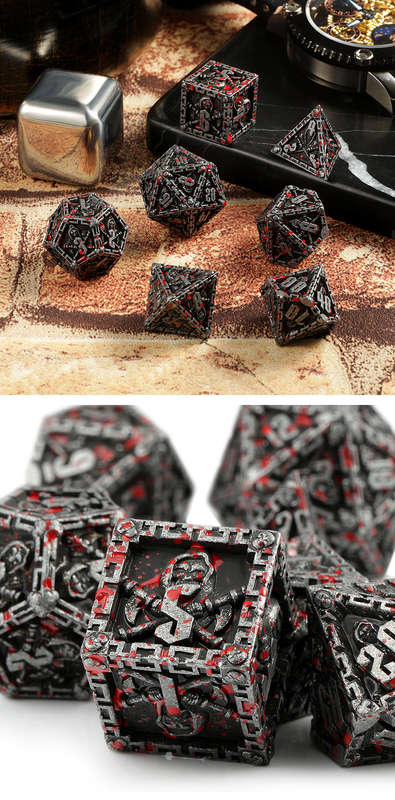 Metal & Enamel Dice Set (7) Reaper Blood & Iron (Dice Sets & Games)