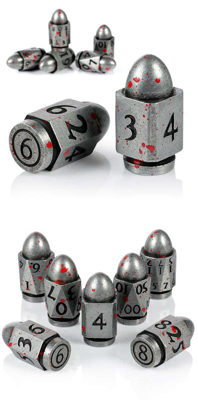 Metal & Enamel Dice Set (7) Bullet Blood & Iron (Dice Sets & Games)