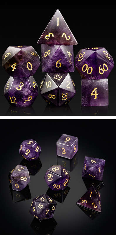 Gemstone Dice Set (7) Amethyst Natural (Dice Sets & Games)