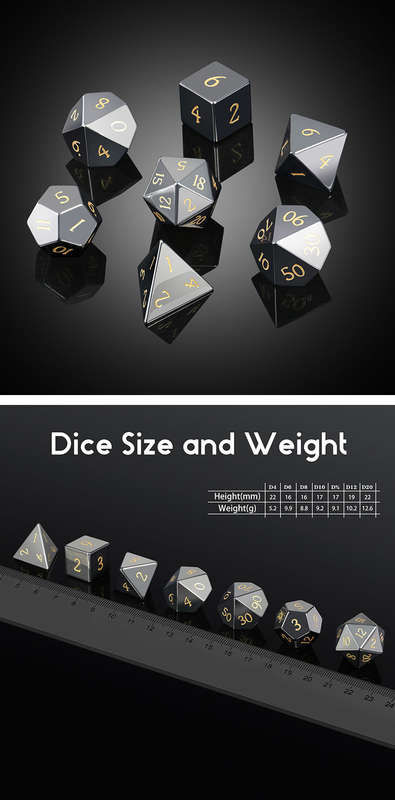 Gemstone Dice Set (7) Hematite Synthetic (Dice Sets & Games)