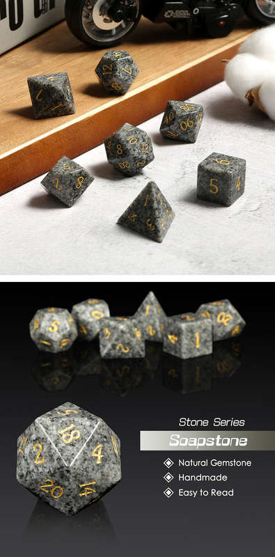 Gemstone Dice Set (7) Soapstone Natural (Dice Sets & Games)
