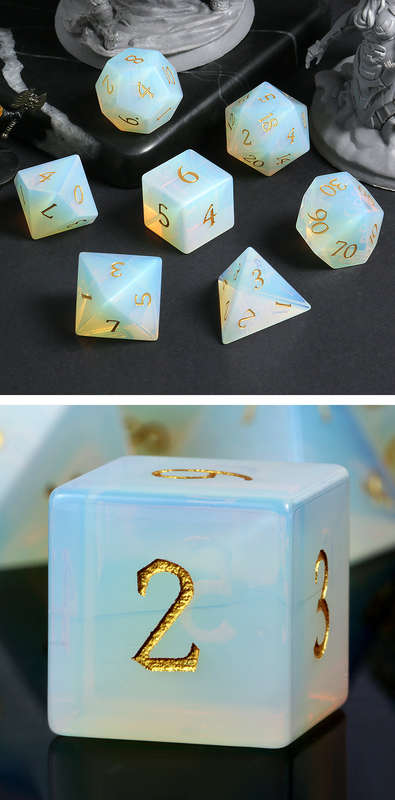 Gemstone Dice Set (7) Opalite Synthetic (Dice Sets & Games)