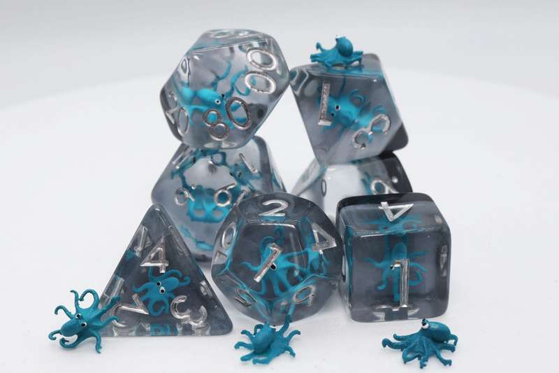 Teal Octopus RPG Dice Set (7) (Dice Sets & Games)
