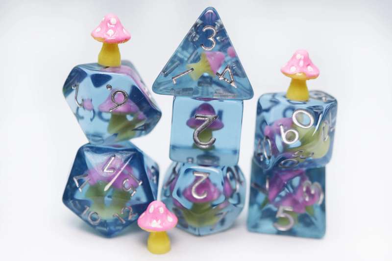 Pink Mushroom RPG Dice Set (7) (Dice Sets & Games)