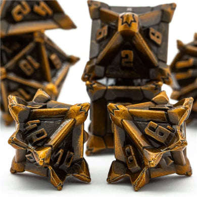 Golden Flail Metal RPG Dice Set (7) (Dice Sets & Games)