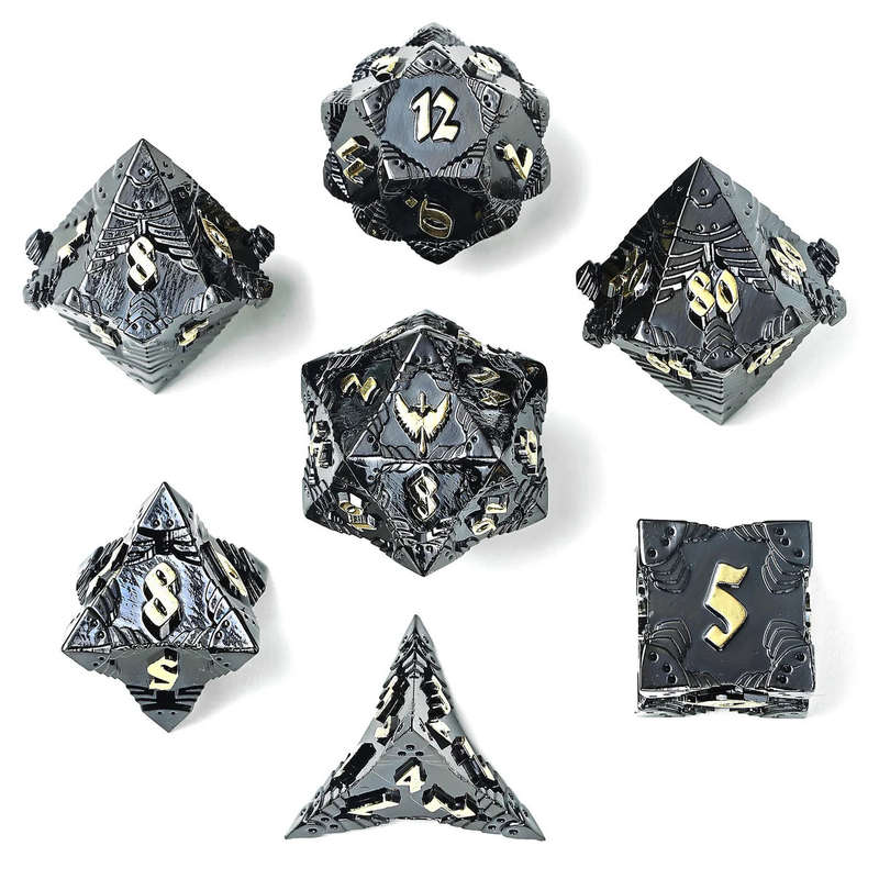 Paladin Solid Metal Polyhedral Dice Set Gunmetal (Dice Sets & Games)