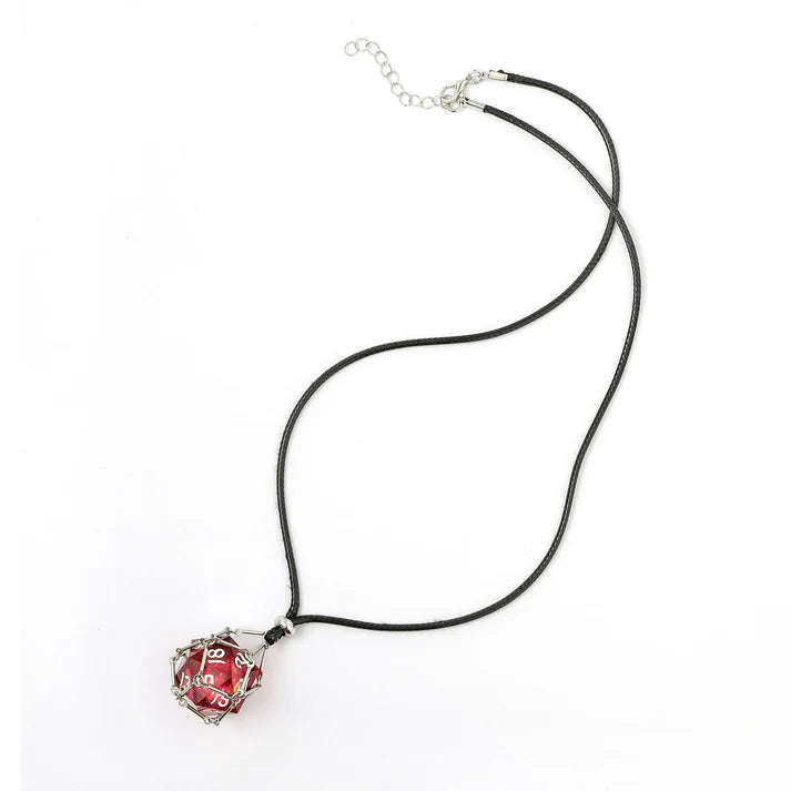 Removeable D20 Dice Holder Necklace with Random Sharp Resin D20s Silver (Dice Sets & Games)