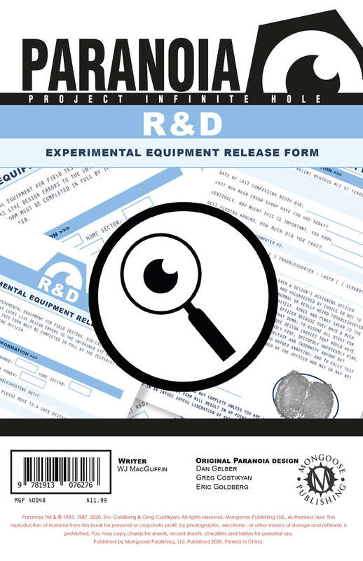 Paranoia The R & D Experimental Equipment Release Form Pad (RPGs)