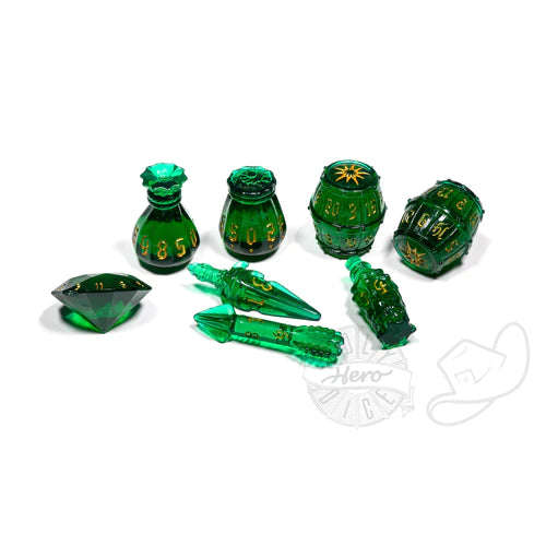 PolyHero Rogue 8 Dice Set Emerald Emissary (Dice Sets & Games)