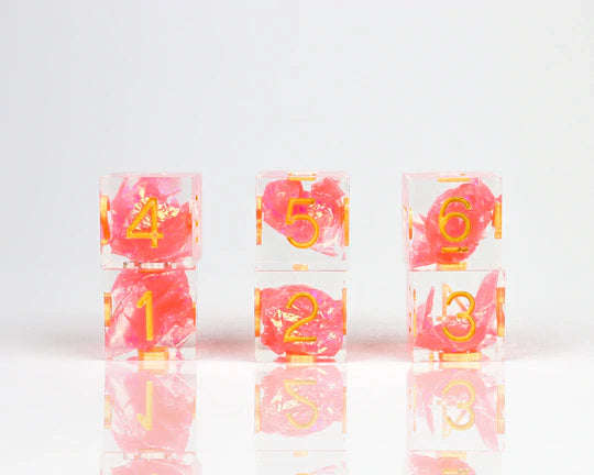 D6 Dice Set (6) Sharp Flamingo (Dice Sets & Games)