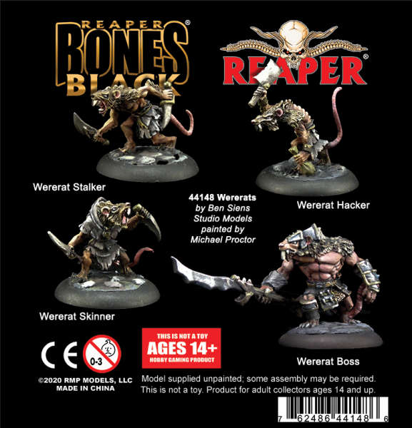 Bones Black Wererats Set (4) (Miniatures)