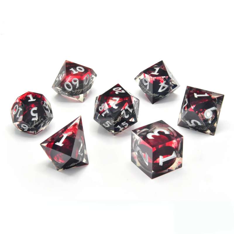 Rings of Power (Black) Sharp Edge Resin RPG Dice Set (7) (Dice Sets & Games)